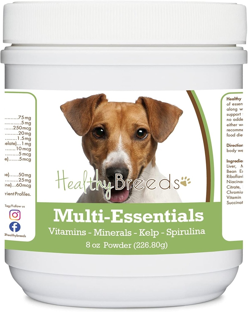 Zdrowe hodowle Jack Russell Terrier Multi- Essentials Proszek dla psów - idealny suplement witamin, minerałów i przeciwutleniaczy dla Twojego psa - 8 oz