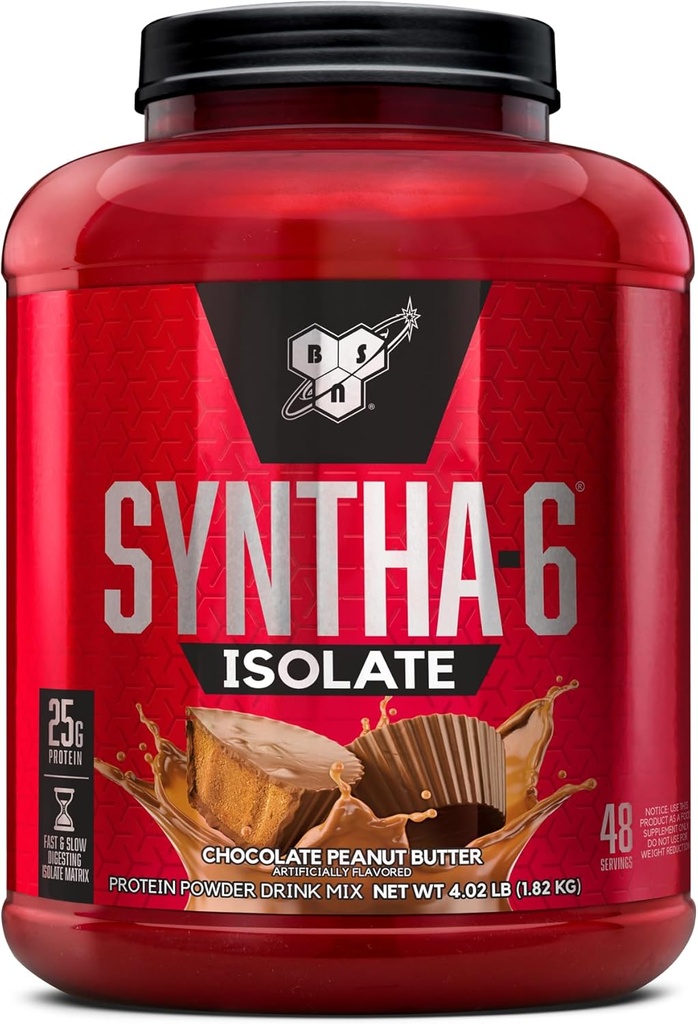BSN SYNTHA- 6 Isolát proteinu prášek, protein z arašídového másla prášek z syrovátkového proteinu, izolát mléčného proteinu, aroma: čokoládové arašídové máslo, 48 Služeb
