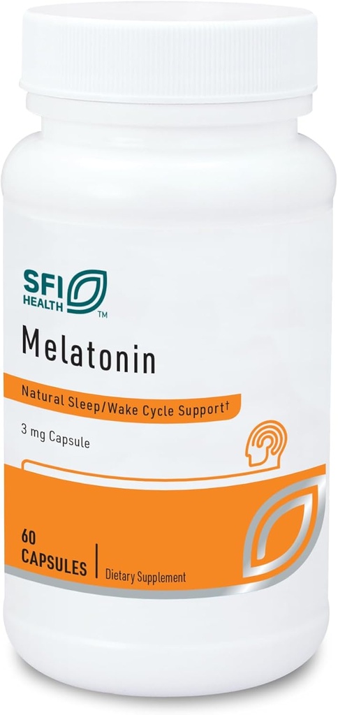 Klaire Labs SFI Health Melatonin 3 Milligrams - Hỗ trợ giấc ngủ cho nam và nữ (60 người ăn chay Capsules)