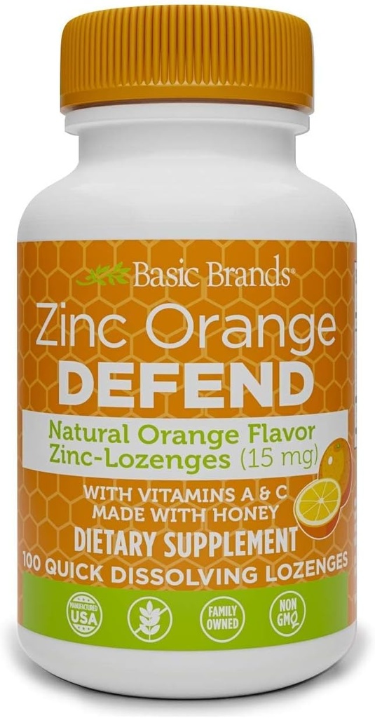 Базовые бренды Zinc Lozenges, 100 Count, Orange