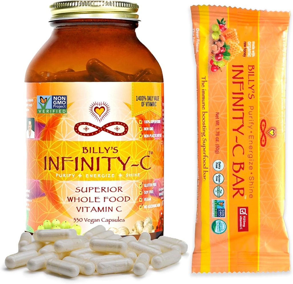 Bundle, 1 Bottle Vitamin C Capsules (30 Servings), 1 Box VIT C Snack Bars (12 Pack)