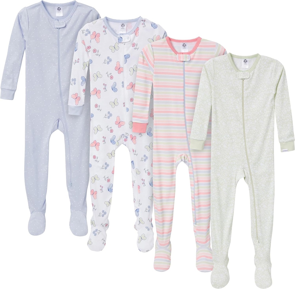 Gerber Baby Girls Baby-Mädchen 4-pack Footed Pajamas