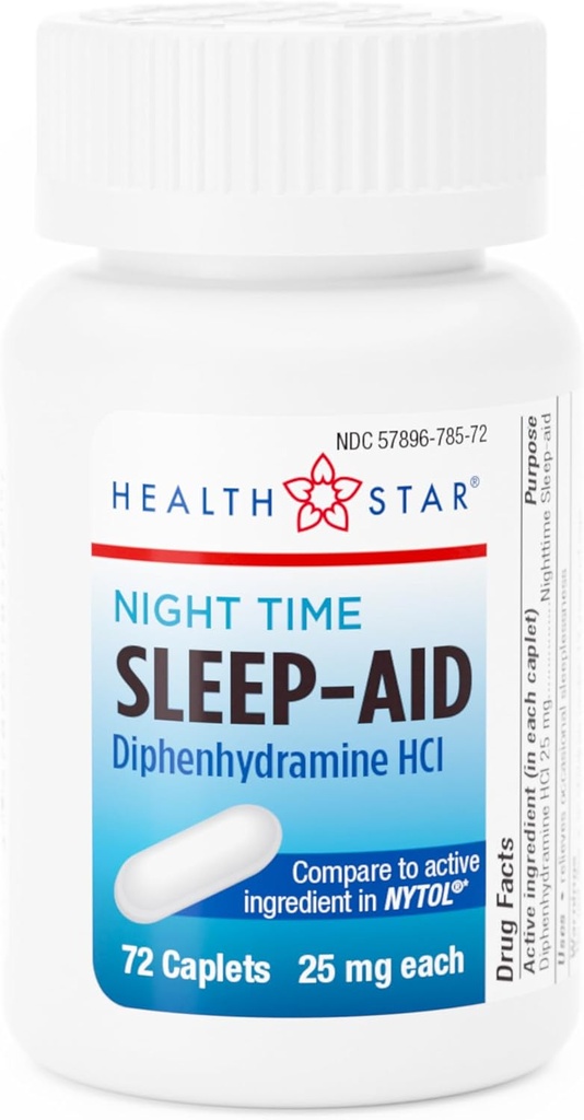 GeriCare Nighttime Diphenhydramine HCl 25 mg, Caplets d'aide au sommeil, 72 Compte (paquet de 1)
