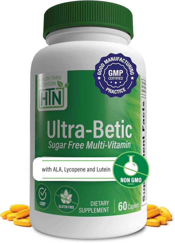Health Thru Nutrition Ultra-Betic Multivitamin 60 Count stöder Nerve, Vision, Energy | med ALA, Lycopene | Non-GMO, Clean Label | Tredjepartstestade för kvalitet