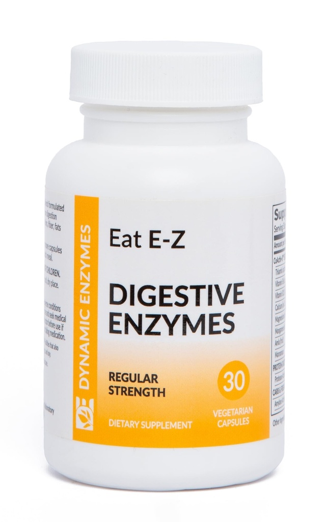Eat E-Z Digestive Enzymes – Broad-Spectrum Enzyme Blend for Proteins, Carbohydrates, Fats, Dairy & Fiber – Supports Digestive Comfort & Occasional Bloating – 30 Capsules
