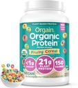 Orgain Organic Vegan Protein Powder, Fruity Cereals - 21g Plant Based Protein, 8g Prebiotic Fiber, Low Net Carb, Ei laktoosia Ainesosat, Ei lisättyä sokeria, ei GMO, Shakes & Smoothies, 2.03 lb