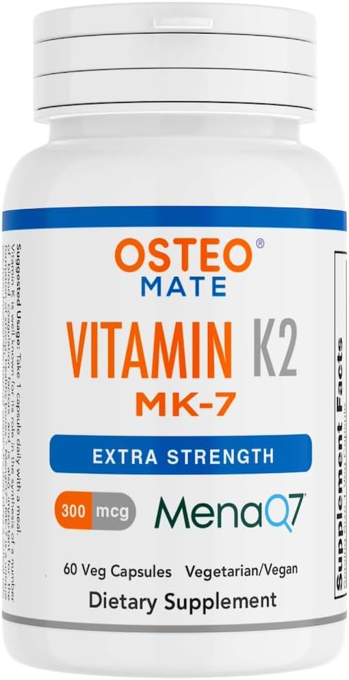 Osteo Mate® Vitamine K2 (MK-7) Supplément de 300 mcg, force supplémentaire, 60 gélules