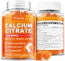 Calcium 1200 mg with Vitamin D3 Supplement Gummies for Adults: Ultimate Absorption Calcium Citrate with Vitamin D3 K2, Turmeric Extract, MSM for Women Men