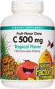 Factori naturali, copii Chewable Vitamina C 500 mg, Sustine Immune Health, Oase, Dinti si Gume, Tropical, 180 Conte (Pachet de 1)