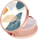 Caixa de pílulas Rouidr, 3 Compartimento Medicine Pill Case, Small Metal Travel Medicine Box for Purse & Pocket, Rose Gold, Folha Boho Abstracta
