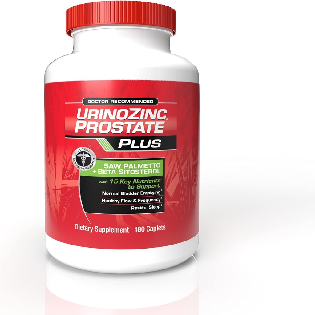Urinozinc Plus - Prostate supplement with Beta Sitosterol " Saw Palmetto - Reduce Frequent Urination Concerns " Support your Prostate Health, 180 Caplets