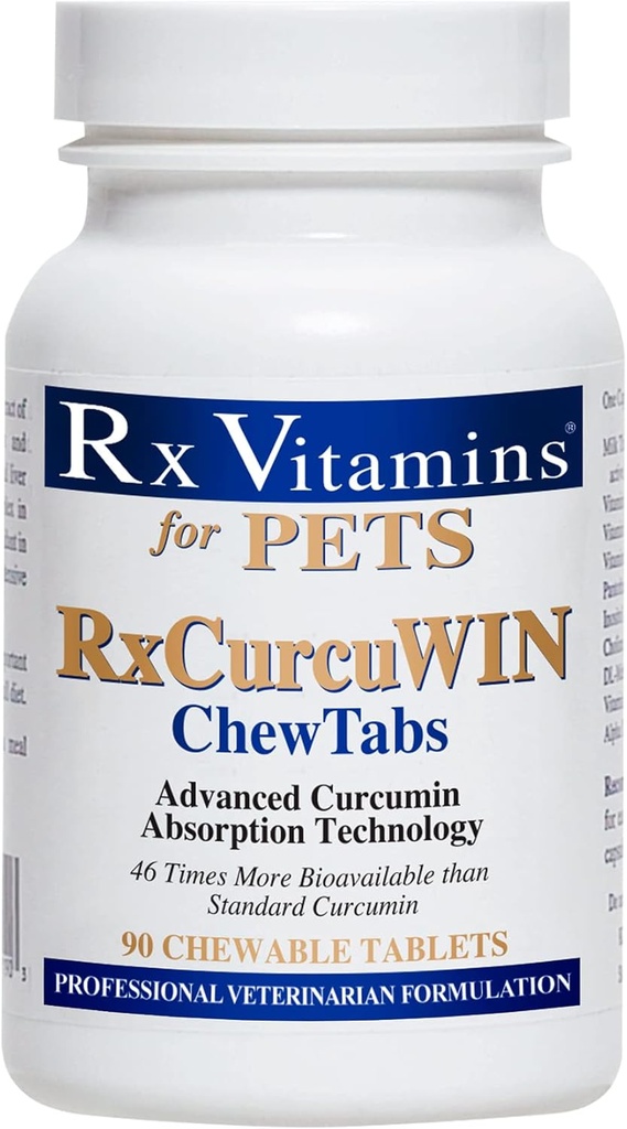Rx Витамини CurcuWIN Curcumin за домашни любимци - котешка имунна поддръжка - Dog Digestive Support - 90 ct