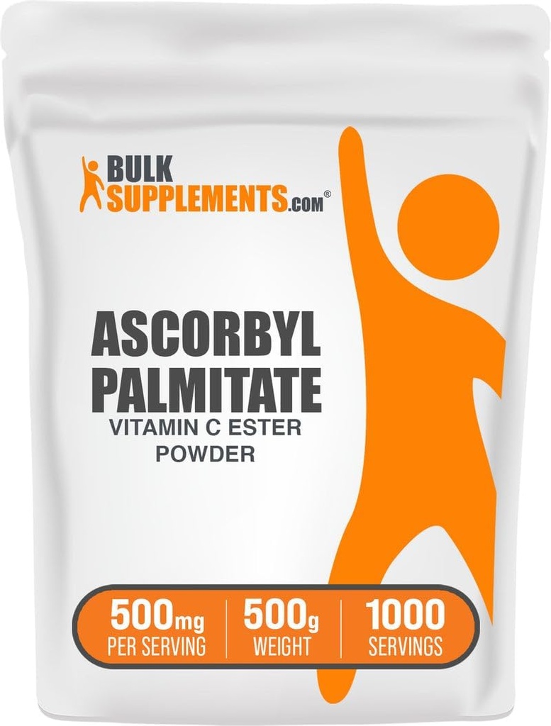 BulkSupplements.com Ascorbyl Palmitate Powder - Vitamin C Ester, Vitamin C Supplement - Gluten Free, 500mg per Servering, 500g (1.1 lbs) (Pack of 1)