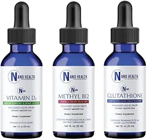 Nano Essential Wellness Bundle Combines 3 mavellous Health Promoting Products: Nano Glutathione, Nano Methyl B-12 & Nano Vitamin D3