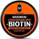 Beard Balm, 2X Concentration Biotin, with Castor Oil and Argan & Jojoba Oils, Promotes Beard Growth, Styles, Strengthens & Softens Beards & Mustaches, 2 Ounce