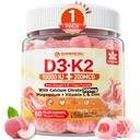 Vitamin D3 K2 Gummies 5000IU / 10,000 IU with 500mg Calcium + K2(MK-7) 200mcg, Magnesium, Vitamin C & Zinc, Extra Strength - Ultimate Absorbency for Bones, Muscles, Teeth, Vegan, 60 Count (Pack of 1)