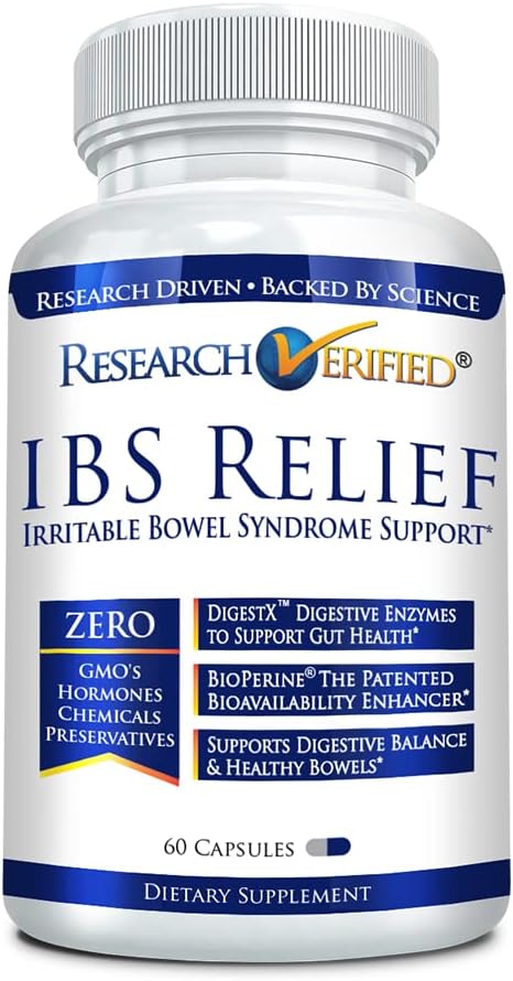 Forskning Bekreftet IBS Relief - Naturlige Digestive Enzymer, BioPerine - 60 Kapsler - Pakke med 1