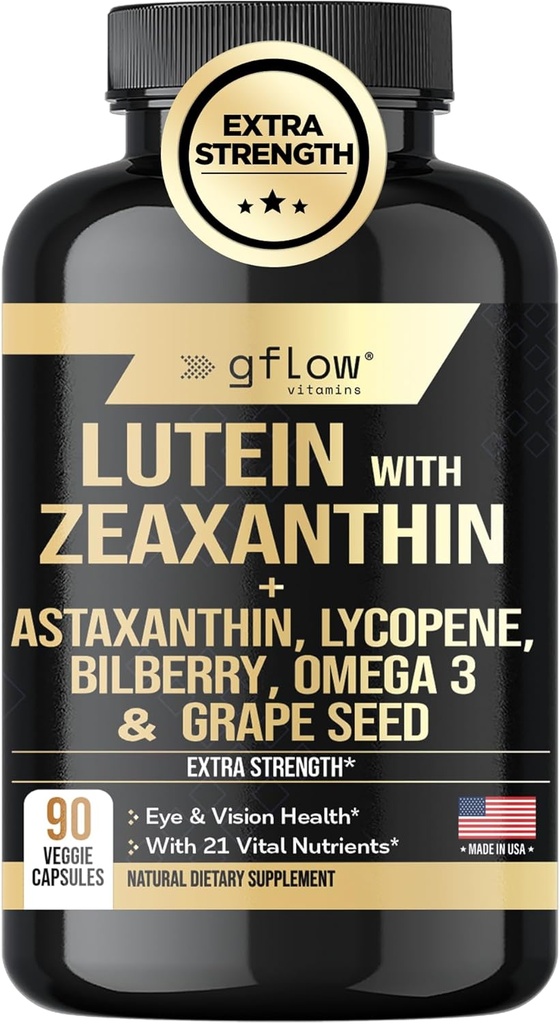 Integratori di Lutein e Zeaxanthin - Vitamine Occhi Avanzate con Astaxantina, Omega 3, Resveratrolo, Bilberry, Lycopene, Quercetin, Ginkgo Biloba, Vitamina D | Health Vision made in USA