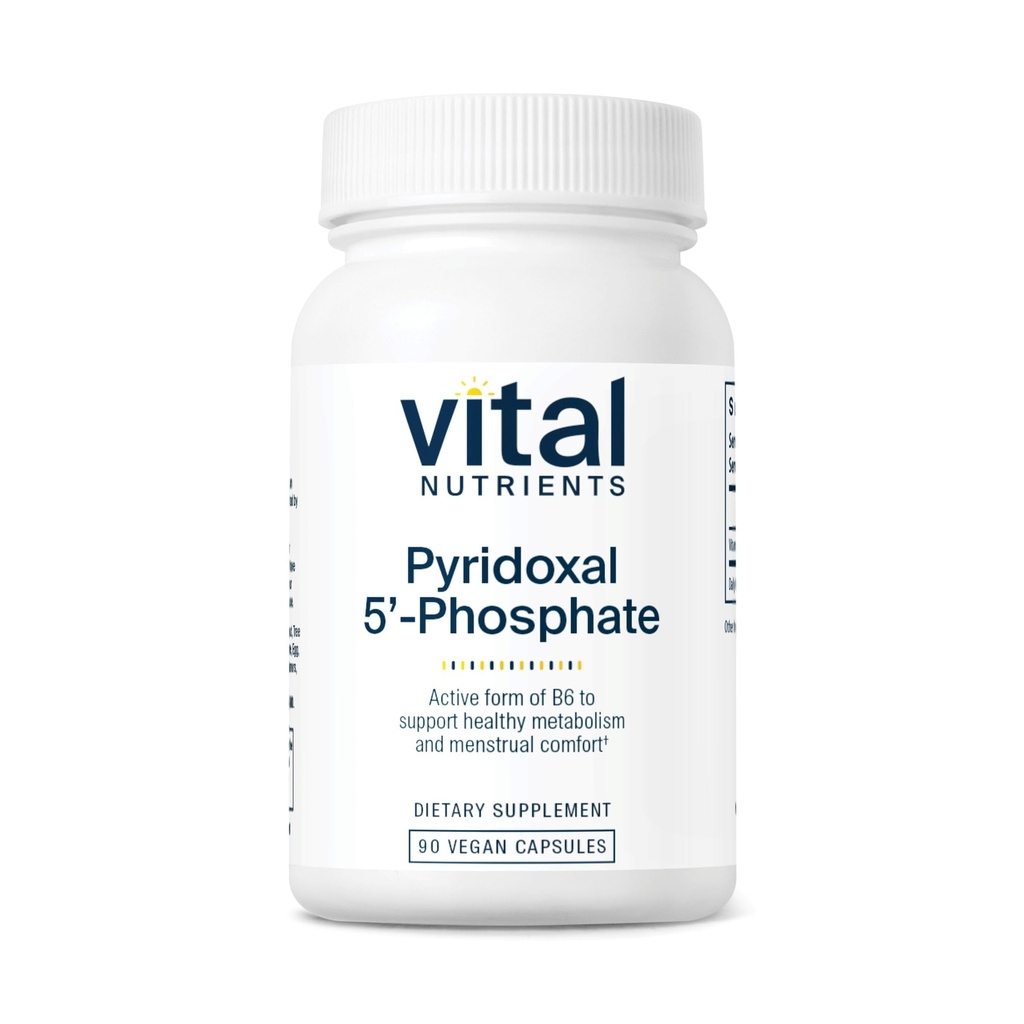 Vital Nutrients Pyridoxal-5 Phosphate - Activated Vitamin B6 - Methylated B6 for Metabolism, PMS, and Menstrual Support* - High-Potency P5P Supplement - Gluten, Dairy, Soy Free - 90 Capsules