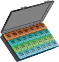 מארגנת גלולות חודשיות, 28 Day Pill Box 1 Time a Day with Dust-Proof Case, 4 שבועות גדולים בחודש גלולות Case Container, Daily Case Box for Pills/Medicine/Fish Oil/Supplements (Colorful)