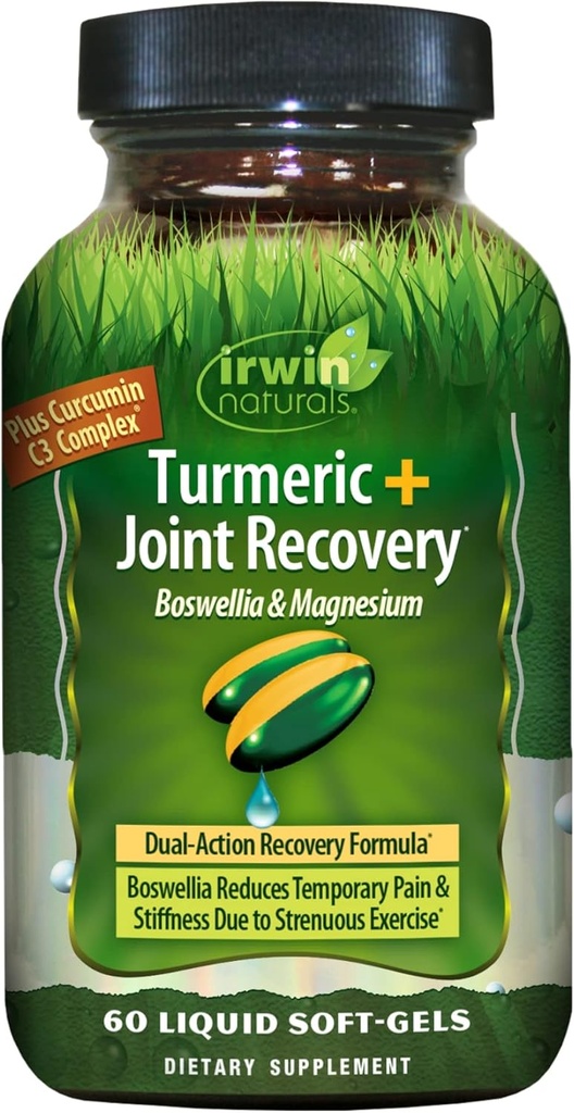 Turmeric After Sport by Irwin Naturals, com Boswellia & Magnésio, Recuperação Pós-Trabalho potente, 60 Géis líquidos macios
