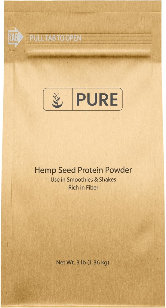 Pure Original Ingredients Hemp Seed Protein Powder (3 lb) Smoothies & Shakes, Nutty Flavor, gładka tekstura