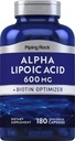 Piping Rock Alpha Lipoic Acid 600mg | 180 캡슐 | Plus Biotin Optimizer | ALA Supplement | 비 GMO, 글루텐 무료