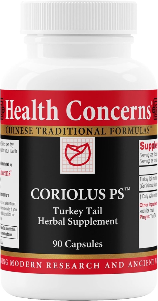 Health Concerns Coriolus PS - Turkey Tail Gumoom Supplement for Immune Support & Gut Health - Microbiome Balance - Cooling Chinese Herb - 1500mg Turkey Tail Per Serving - 90 kapszula