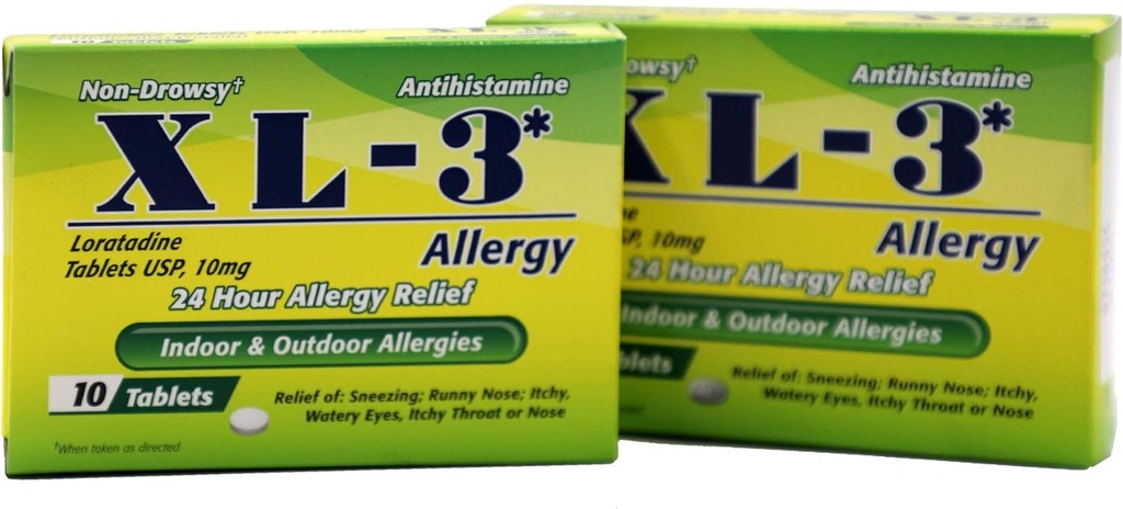 XL-3 אלרגיה, 24 Hour Allergy Relief, 2Pack עם 10 טבליות