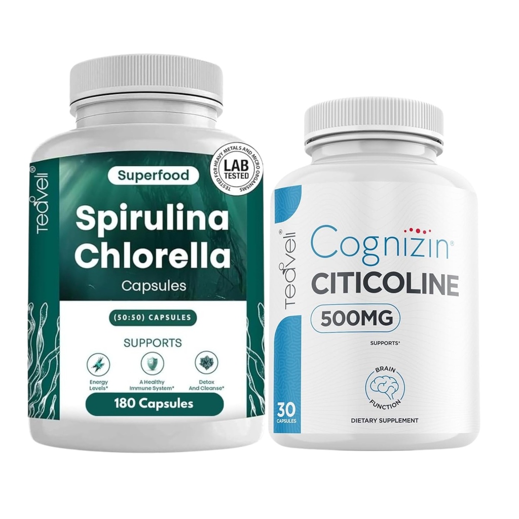 Teaveli Citicoline with Spirulina chlorella Capsules Bundle