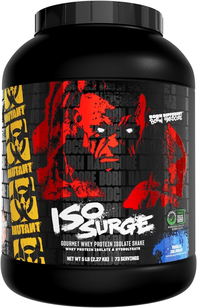 Мутант ISO Surge Whey Protein Изолирайте прах действа бързо, за да помогне възстановяване, изграждане на мускули, насипни и сила, 5 LB - Ванилов сладолед