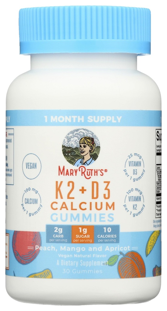 Mary Ruth's Vitamin K2 & D3 + Calcium Gummies, 30 CT