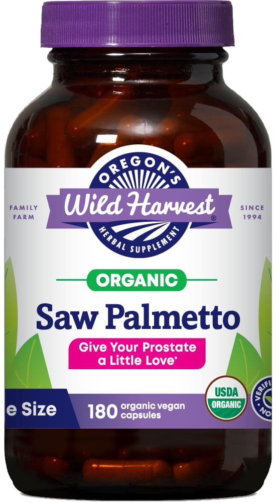 Oregon's Wild Harvest Oregon's Wild Harvest Certified Organic Saw Palmetto Herbal Capsules, 180 Count (10609)