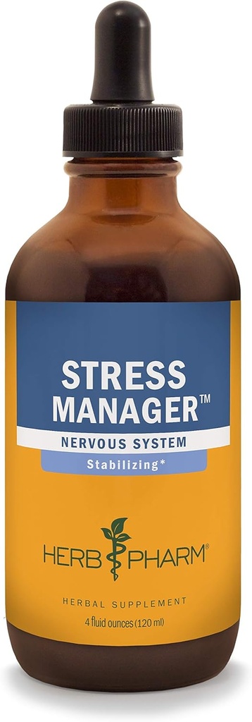 Herb Pharm Stressi Manager Nestemäinen kasviperäisten Formula Rhodiola ja Pyhä Basil Liquid uutteet - 4 Ounce