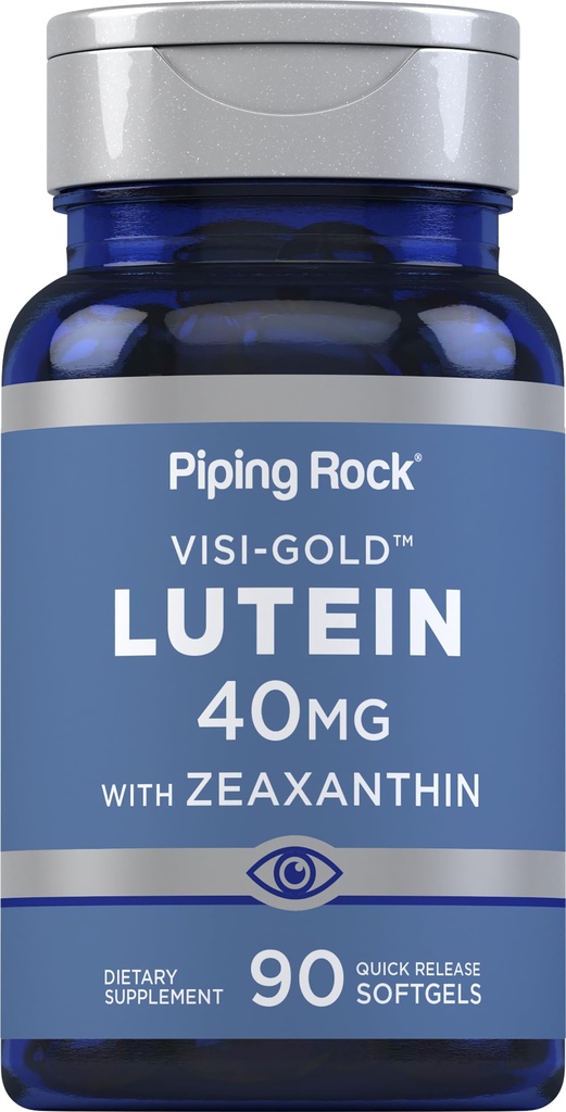 Piping Rock Lutein and Zeaxanthin 40mg | 90 Softgels | Eye Health Supplement from Marigold Extract | for Men and Women | Non-GMO, Gluten Free