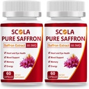 SCOLA Integratori di Zafferano, Pure 88.5mg Estratto di Zafferano per le donne e gli uomini, Aumenta l'energia, Integratori Comuni, Vegan, Non OGM, 120 capsule