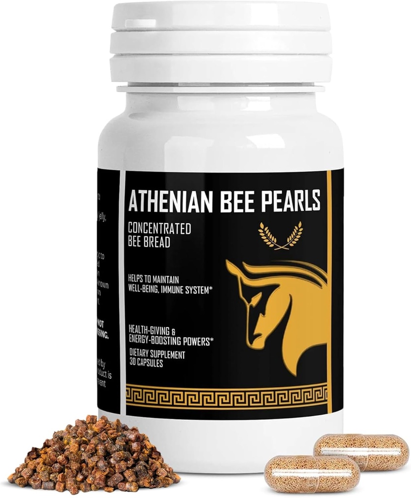 Bee Pollen Supplement Athenian Bee Pearls Natural Immunity & Vitality Support Bee Pollen Capsulen Bee Bread Extract & Вітамін С, Ніщо Синтетична, Всі Природна органічна Bee Pollen