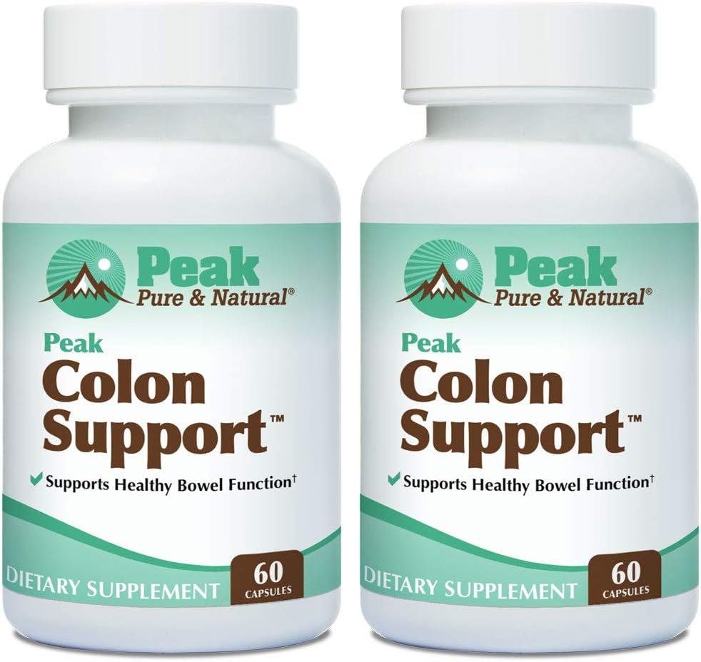 Peak Pure & Natural Colon Podpora - Colon Cleanse in Detox dopolnilo za digestivno zdravje - Gut Health Support z Inulin in Senna Leaf Extracts - z Fiber, Prebiotics, in Probiotics - 2 Pack