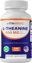 Vitamatic L-Theanine Supplement 400mg для сервірування - 240 таблеток - Non-GMO, клейковини безкоштовно