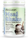Fit & Lean Meal Shake, Заміна жиру, Meal Заміна з протеїном, волокна, пробіотиків та органічних фруктів та овочів, печива та крему, 1lb, 10 Посів на контейнер