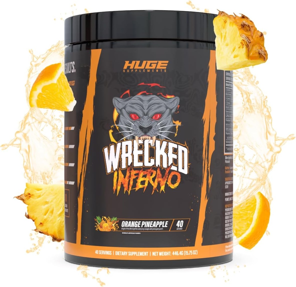 Wrecked Inferno - Thermogenic Pre Treenout miehille & naisille, lisätä energiaa, lisätä thermogeneesiä ja aineenvaihduntaa, parantaa liikunnan suorituskykyä - sisältää L-sitruliini, L-karnitiini, Beta-Alanine & enemmän