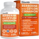 21-in-1 Berberine Supplement with Ceylon Cinnamon Capsules - Dihydroberberine with Chromium, Bitter Melon & Green Tea Extract - Berberine with Ceylon Cinnamon for Energy Support (120 Ct) (Pack of 1)