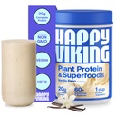 Happy Viking Vanilla Plant Protein Powder, Created by Venus Williams, 20G Protein, Low Carb, Keto, Vegan, Glutenvrij, Non-GMO, Superfoods, Complete Meal Replacement, 1 Canister (24 oz.)
