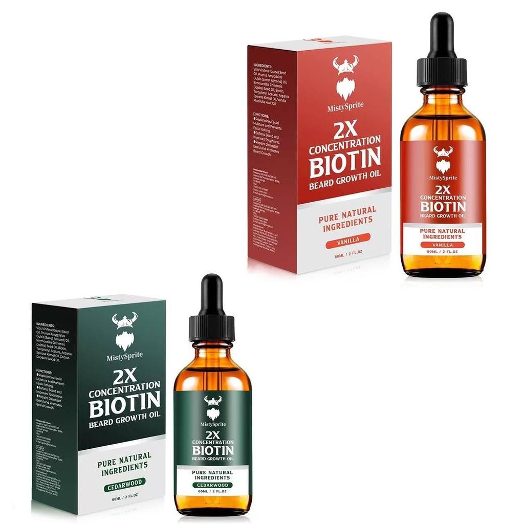 Biotina Barbă ulei de creștere pentru bărbați, Natural Mens Barbă ulei cu ulei de argan, ulei de Jojoba și vitamina, Hidrate și grosime păr facial
