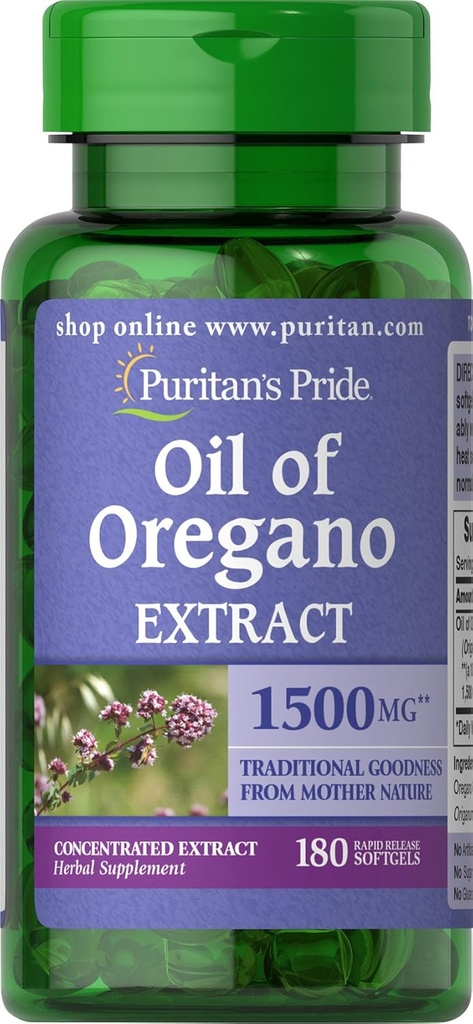Puritánsky pýchový olej z Oregano Extract 150 mg Softgels, 180 grófov