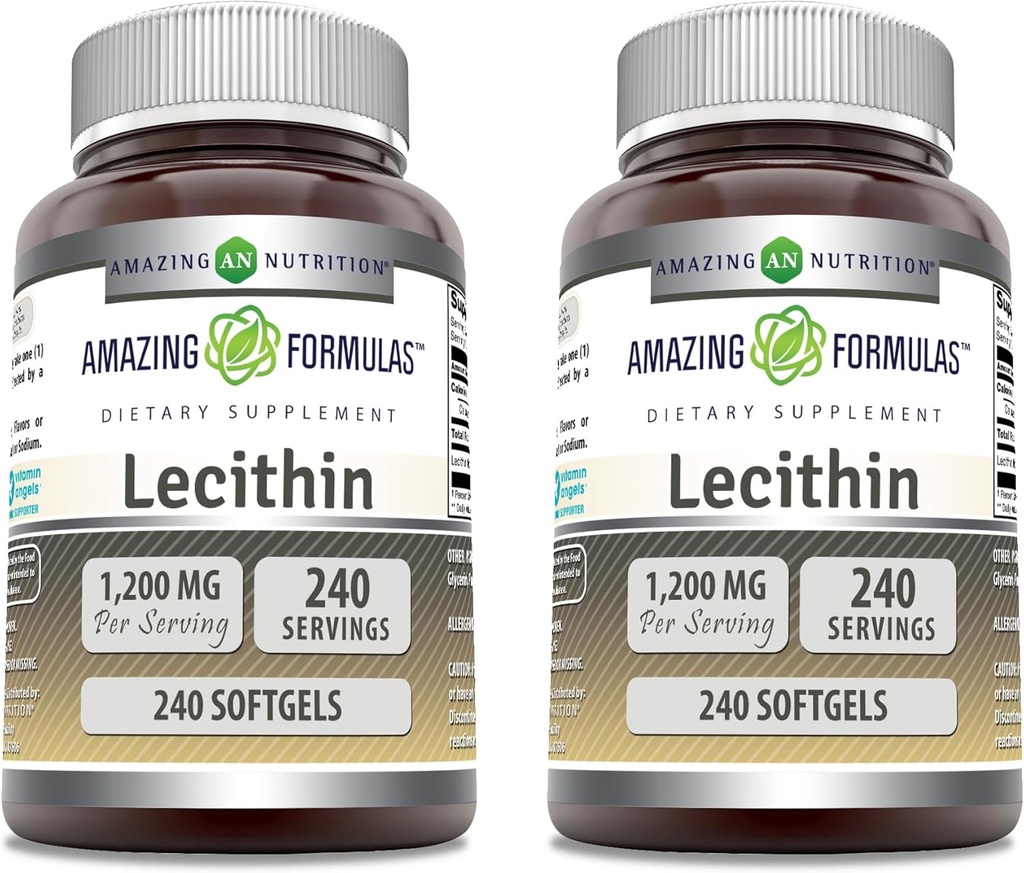 惊人的 Lecithin 1200 mg 软胶 补充 QQ 高概率 QX 非 GMO QQ 免费 Gluten (2 Pack, 240 Counter)