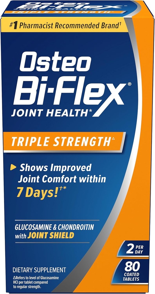 Osteo Bi-Flex Triple Strength, Glucosamine Chondroitin met vitamine C Joint Health Supplement, Coated Tablets, 80 Tel.