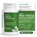 NatureCity TrueMilkThistle | Milk Thistle Supplement 525mg | Milk Thistle (80% silymarin) containing 420mg of Silymarin | Antioxidant Support | Liver Support Supplement | 60 Veggie Capsules
