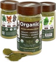 Organic Non-GMO Moringa, Shilajit, Turmeric, Soursop, Gotukola, and Amla Green Juice Blend Powder, 3-Month Supply