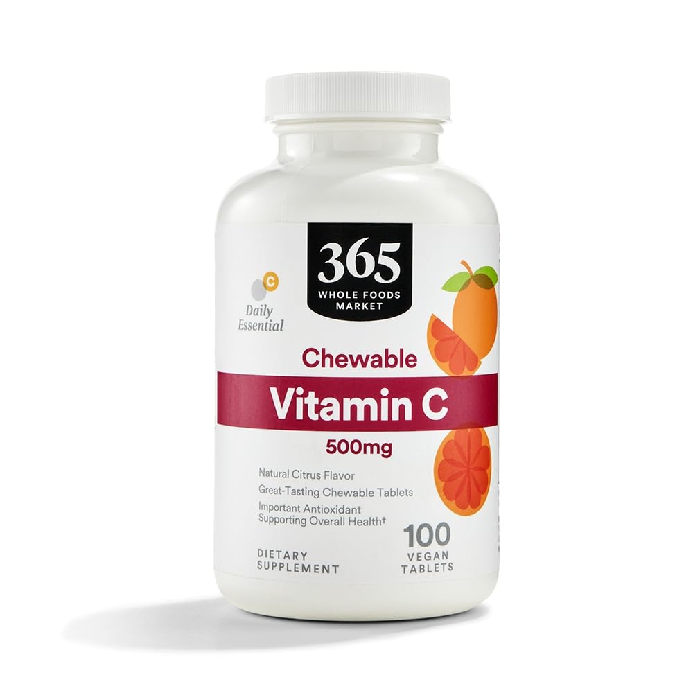 365 by Whole Foods Market, Chewable Vitamin C 500mg, Natural Citrus Flavor, Vegan, 100 Tablets